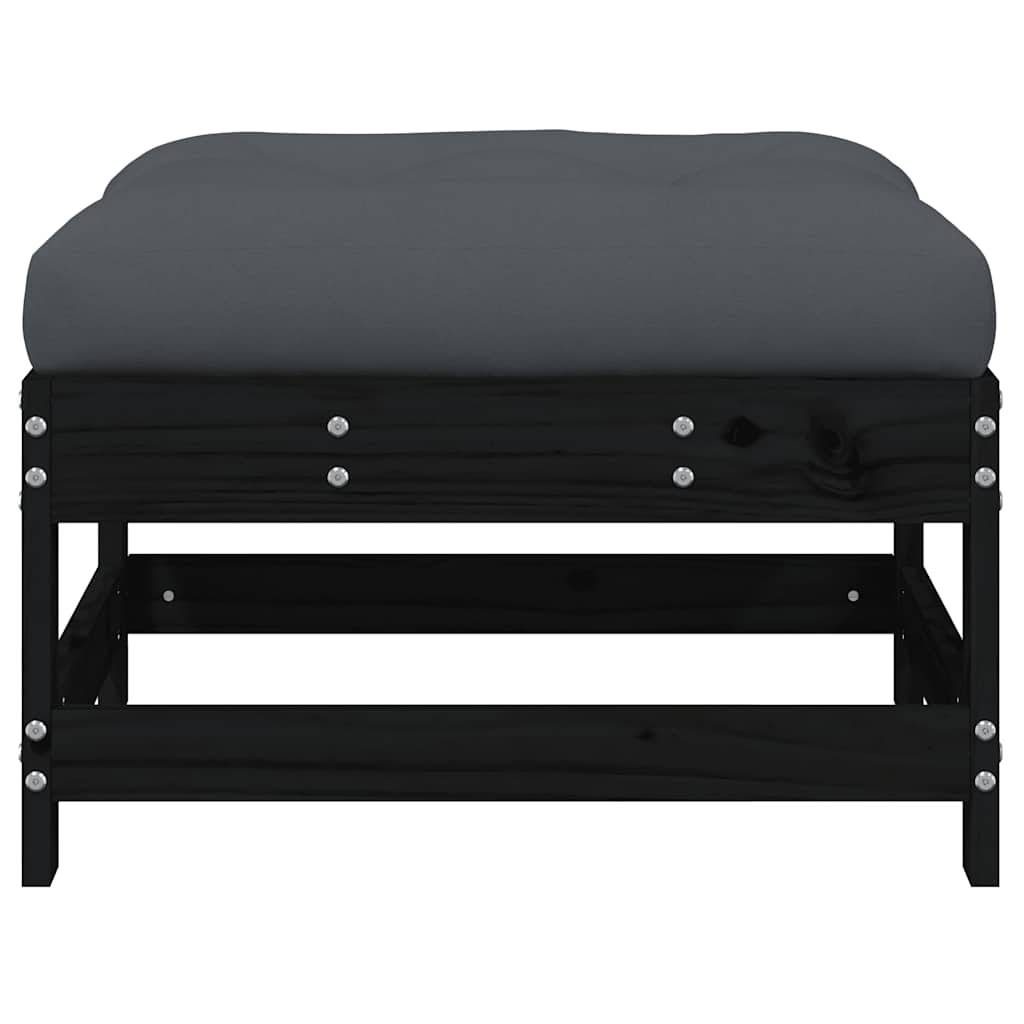 Gartenhocker mit Kissen 2 Stk. Schwarz Massivholz Kiefer