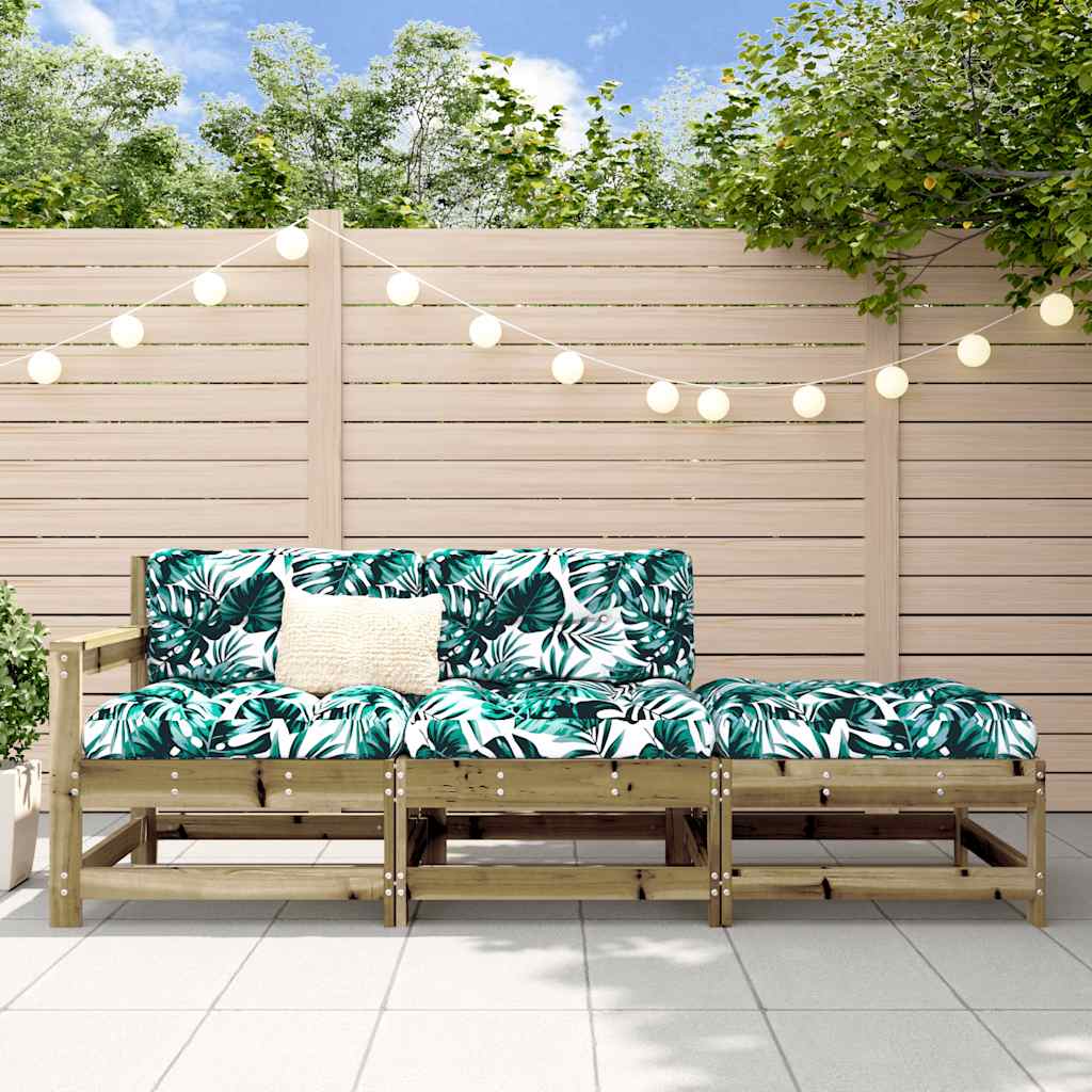 3-tlg. Garten-Lounge-Set mit Kissen Kiefernholz Imprägniert