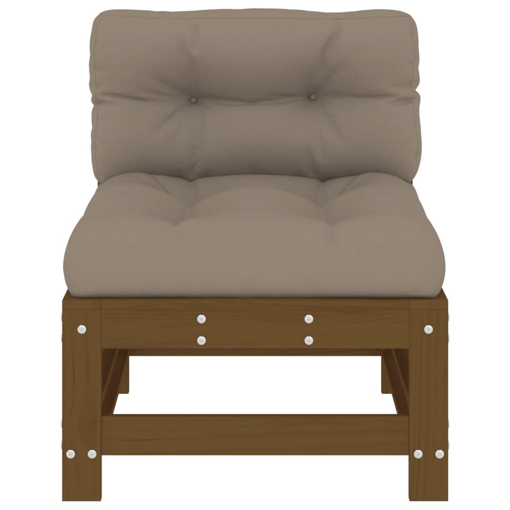 Mittelsofas mit Kissen 2 Stk. Honigbraun Massivholz Kiefer