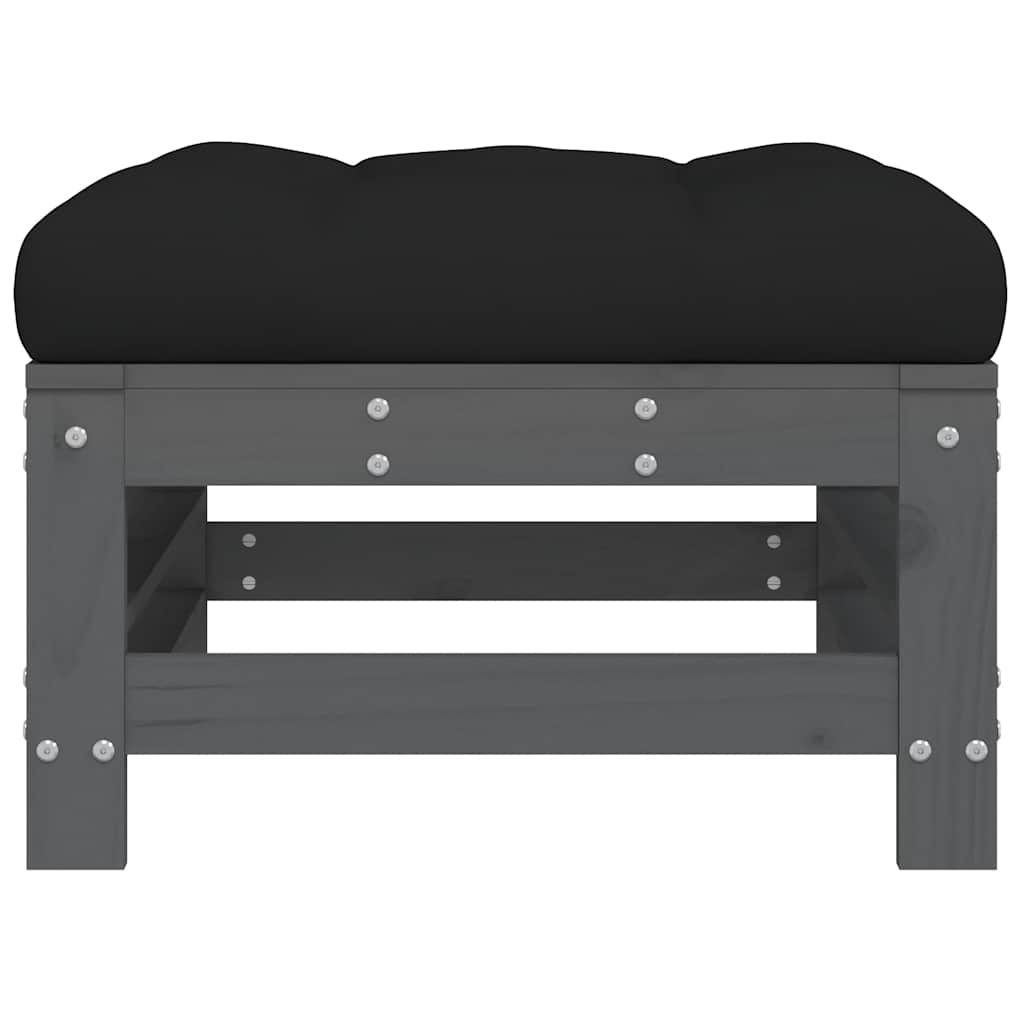 Gartenhocker mit Kissen 2 Stk. Grau Massivholz Kiefer