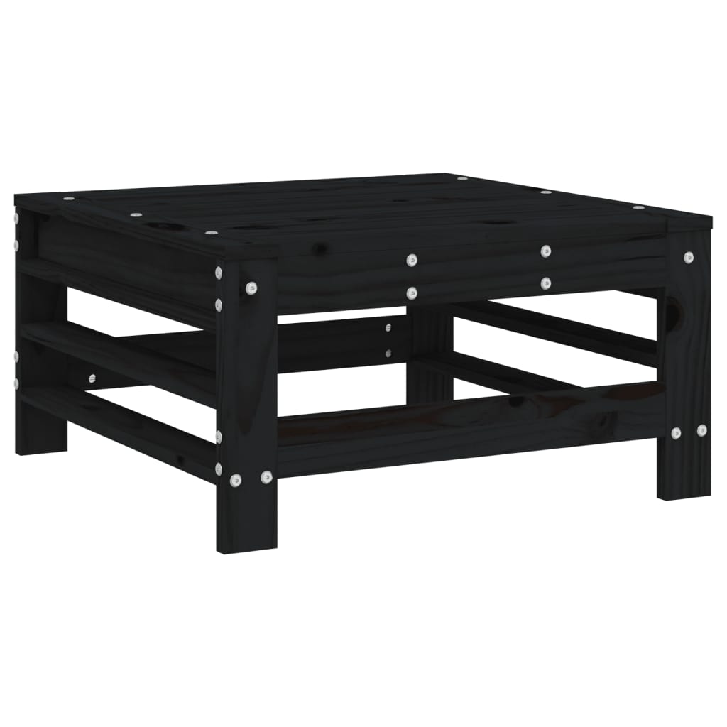 Gartenhocker mit Kissen 2 Stk. Schwarz Massivholz Kiefer