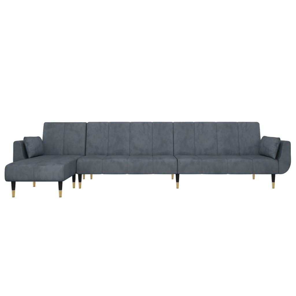 Schlafsofa in L-Form Dunkelgrau 275x140x70 cm Samt