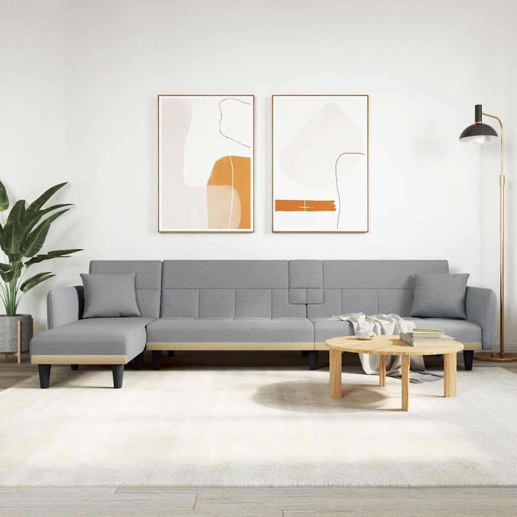 Schlafsofa in L-Form Hellgrau 275x140x70 cm Stoff