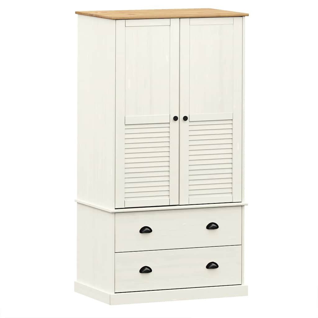 Kleiderschrank VIGO Weiß 90x55x170 cm Massivholz Kiefer
