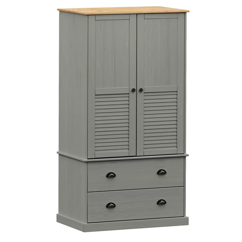 Kleiderschrank VIGO Grau 90x55x170 cm Massivholz Kiefer