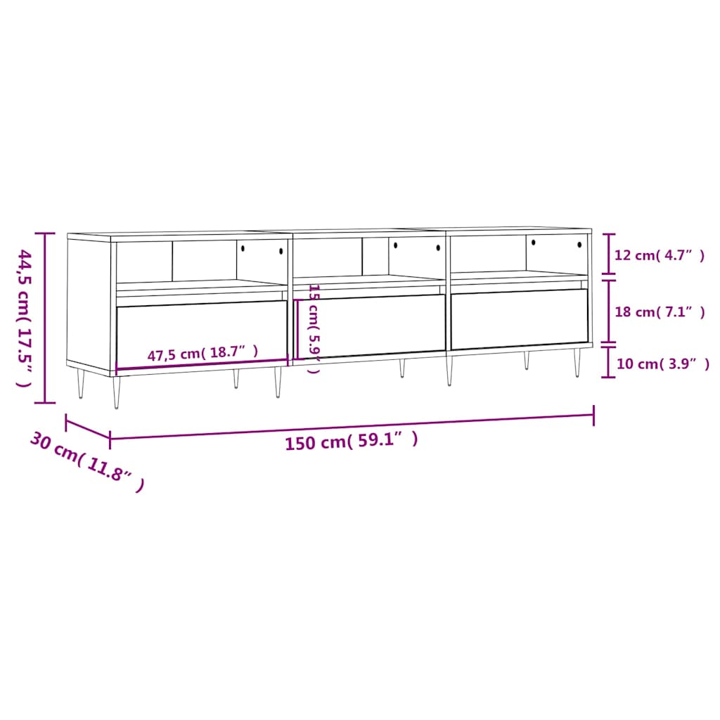 TV-Schrank Hochglanz-Weiß 150x30x44,5 cm Holzwerkstoff