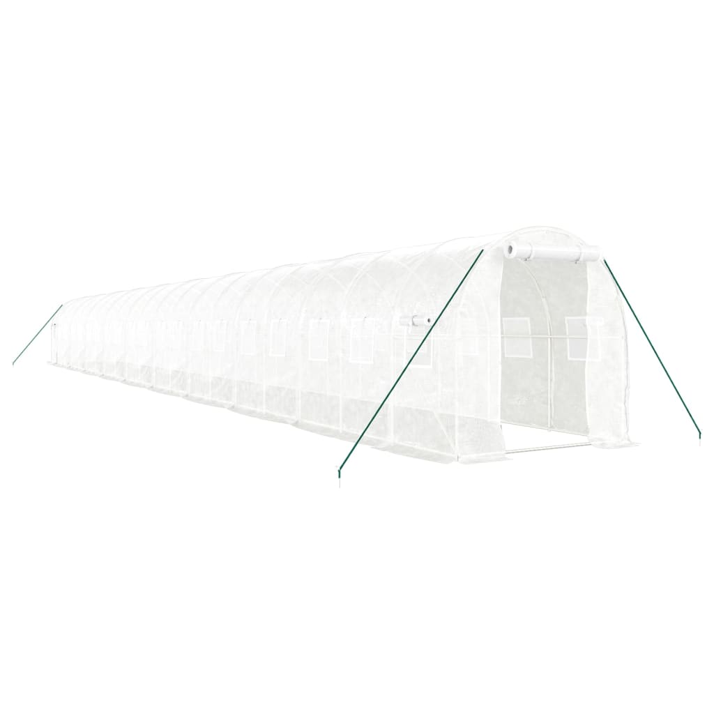 Gewächshaus mit Stahlrahmen Weiß 40 m² 20x2x2 m