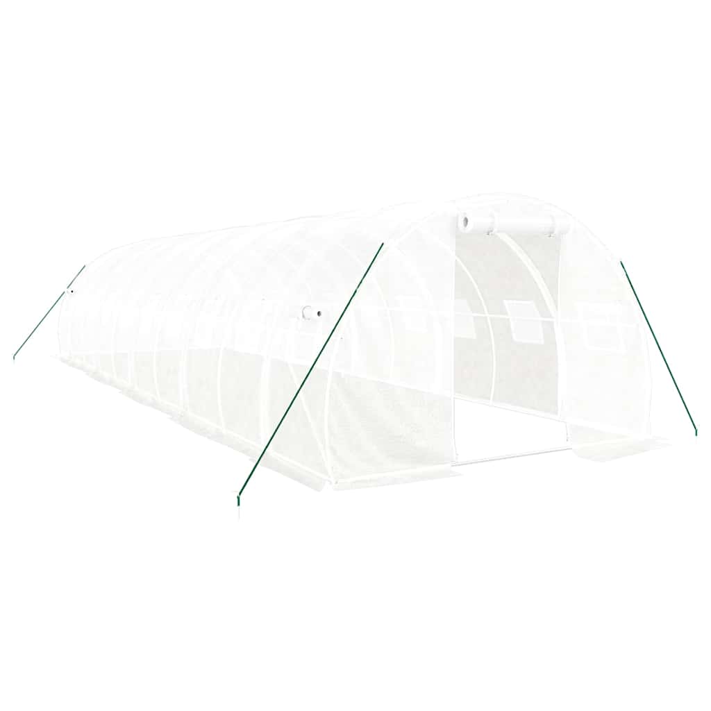 Gewächshaus mit Stahlrahmen Weiß 30 m² 10x3x2 m