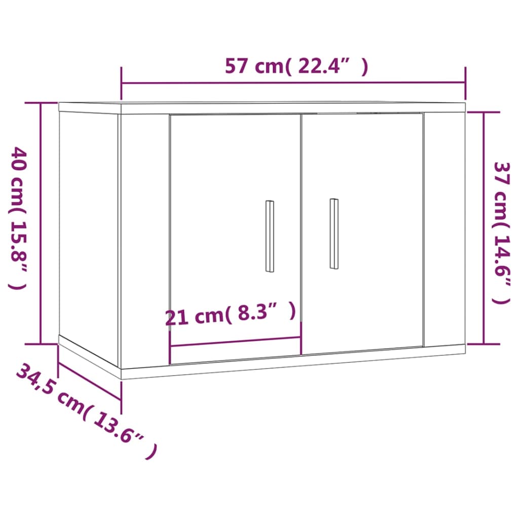 TV-Wandschränke 3 Stk. Grau Sonoma 57x34,5x40 cm