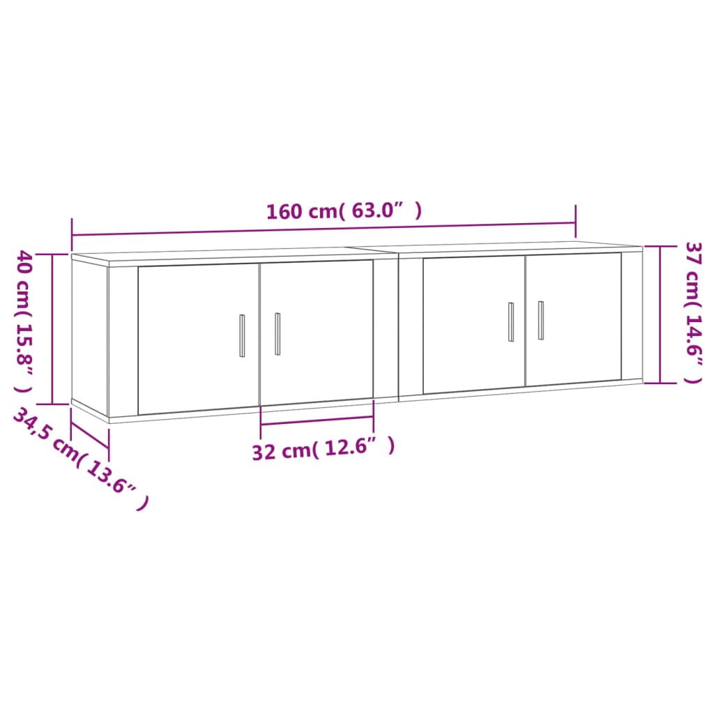 TV-Wandschränke 2 Stk. Sonoma-Eiche 80x34,5x40 cm