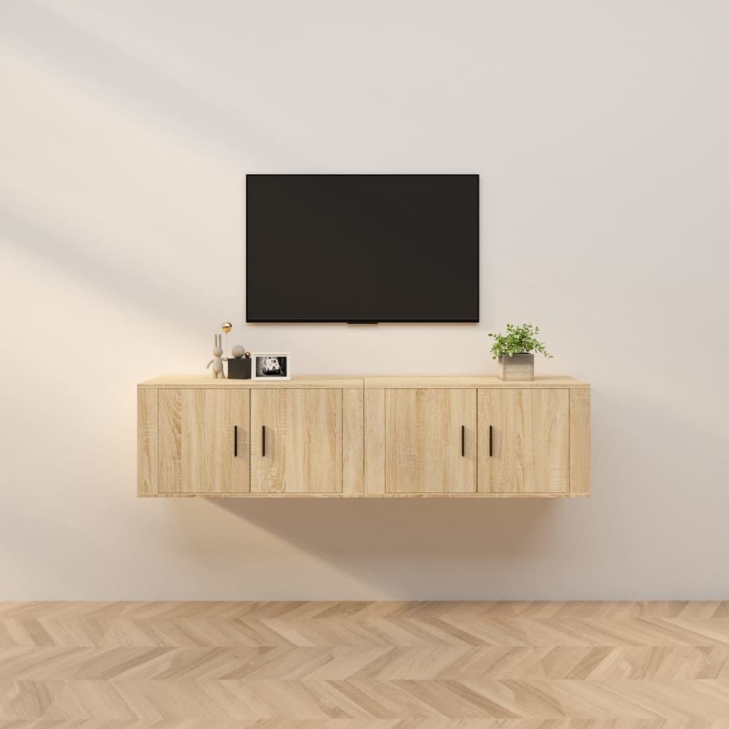 TV-Wandschränke 2 Stk. Sonoma-Eiche 80x34,5x40 cm