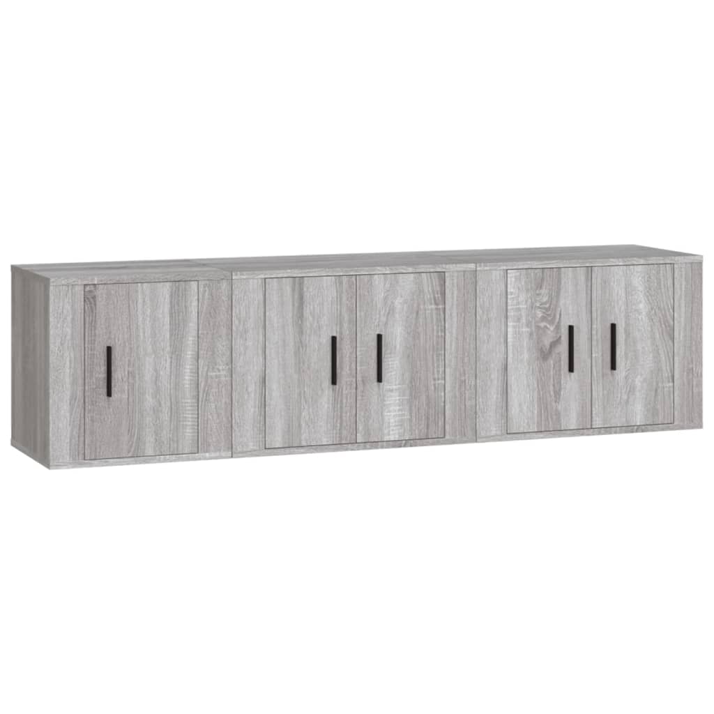 3-tlg. TV-Schrank-Set Grau Sonoma Holzwerkstoff