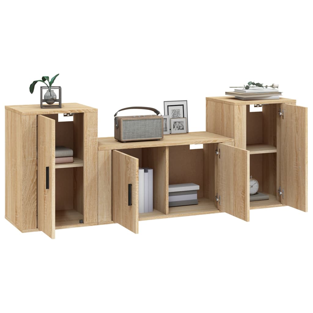 3-tlg. TV-Schrank-Set Sonoma-Eiche Holzwerkstoff