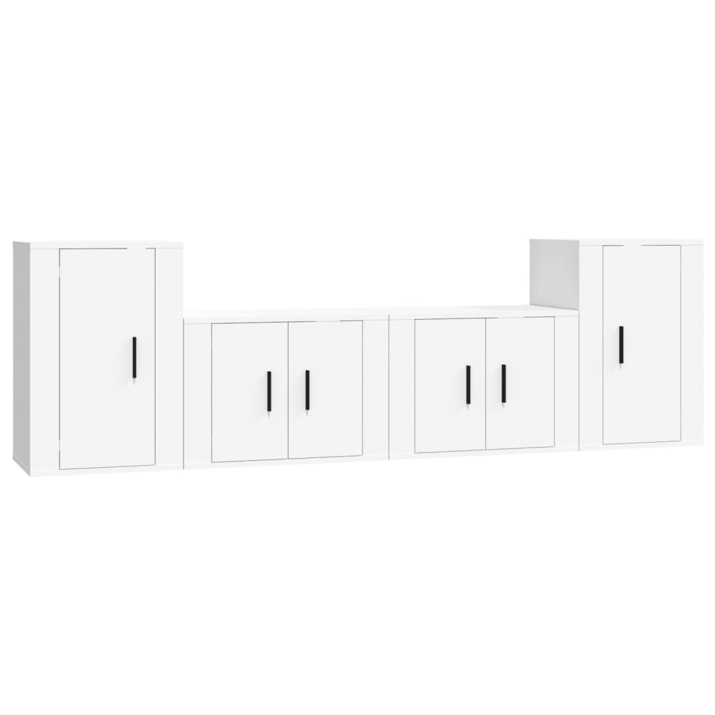 4-tlg. TV-Schrank-Set Weiß Holzwerkstoff