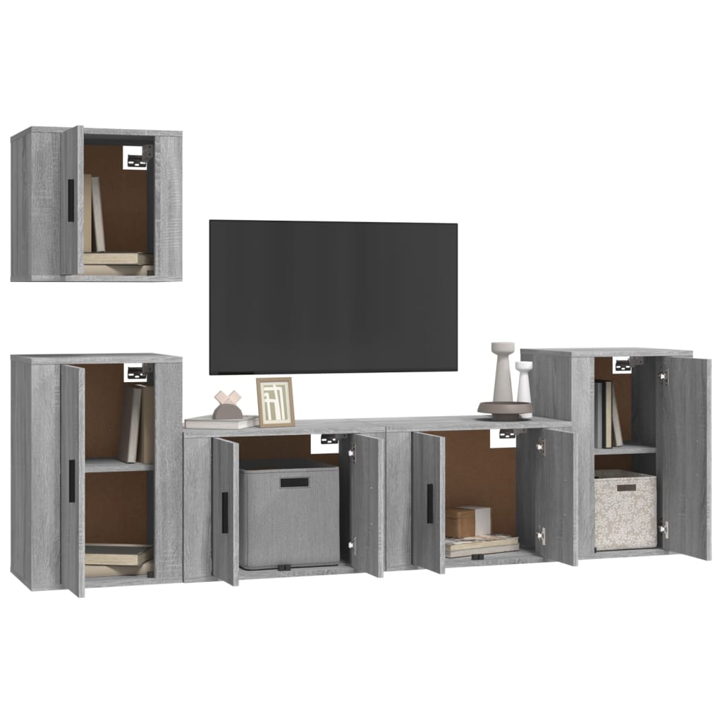 5-tlg. TV-Schrank-Set Grau Sonoma Holzwerkstoff