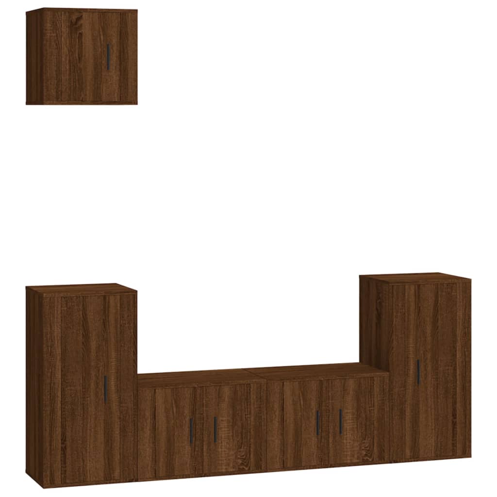 5-tlg. TV-Schrank-Set Braun Eichen-Optik Holzwerkstoff