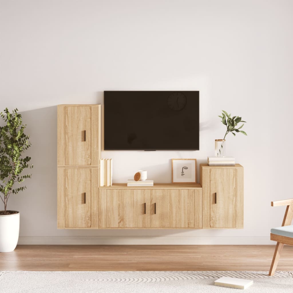 4-tlg. TV-Schrank-Set Sonoma-Eiche Holzwerkstoff