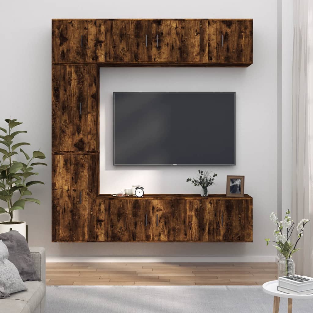 7-tlg. TV-Schrank-Set Räuchereiche Holzwerkstoff