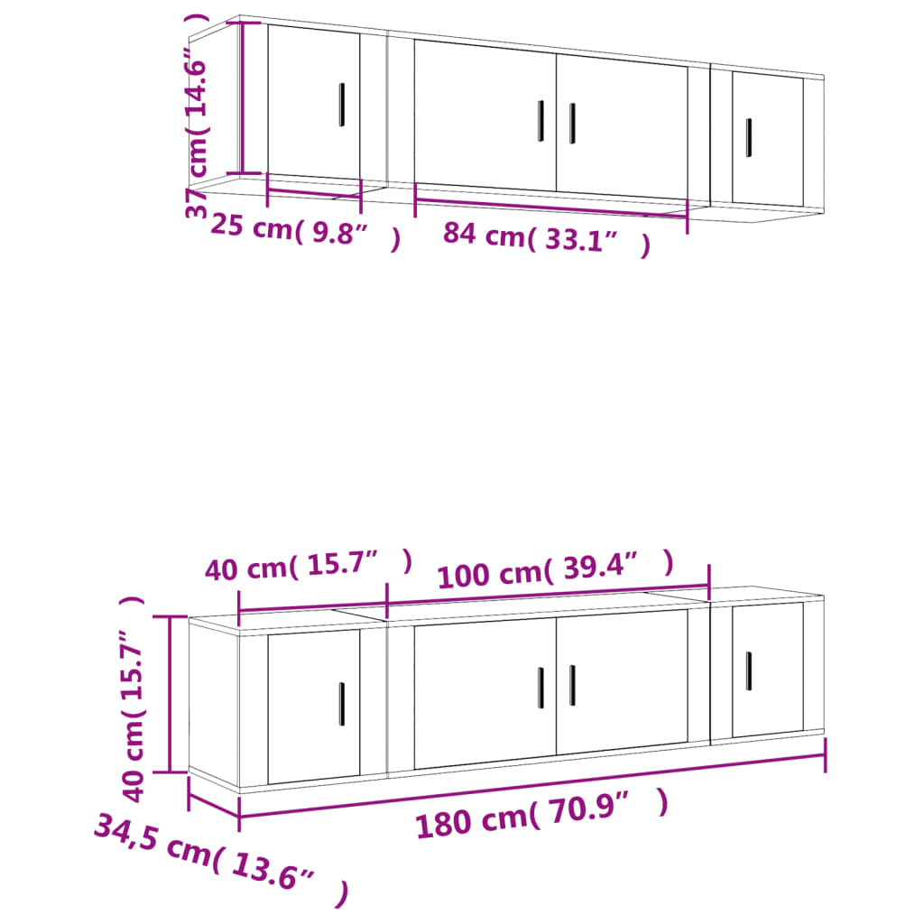 6-tlg. TV-Schrank-Set Weiß Holzwerkstoff