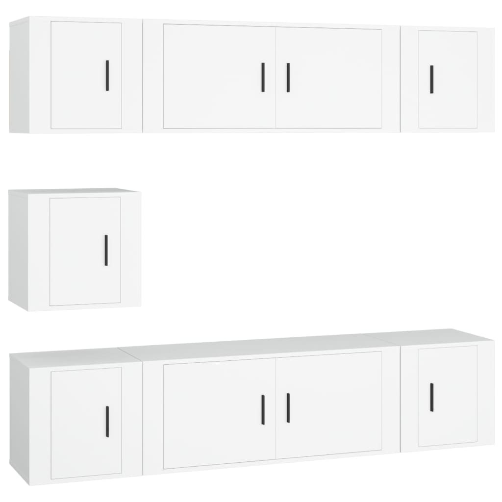 7-tlg. TV-Schrank-Set Weiß Holzwerkstoff