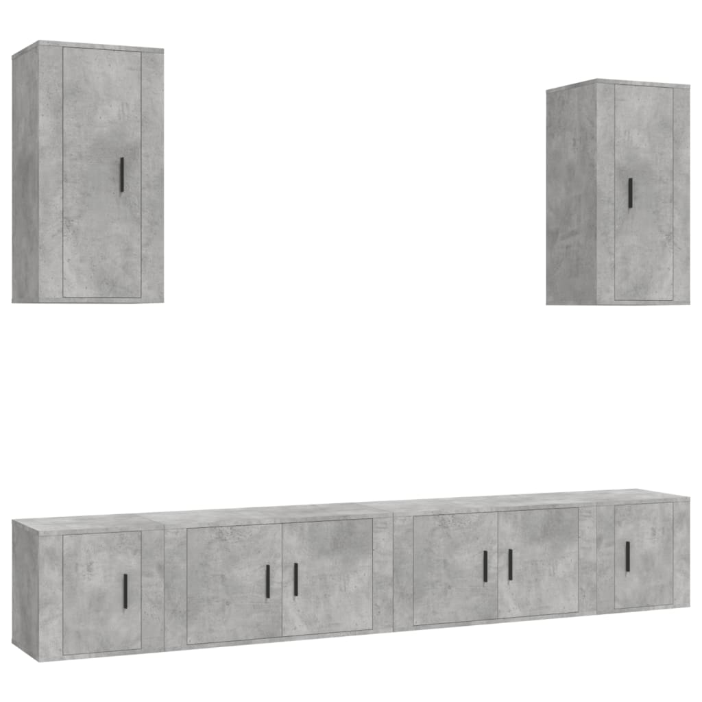 6-tlg. TV-Schrank-Set Betongrau Holzwerkstoff