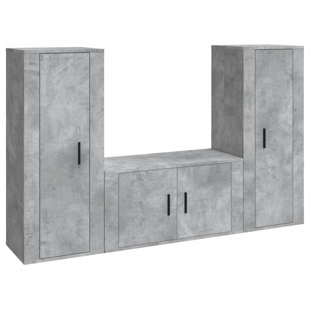 3-tlg. TV-Schrank-Set Betongrau Holzwerkstoff
