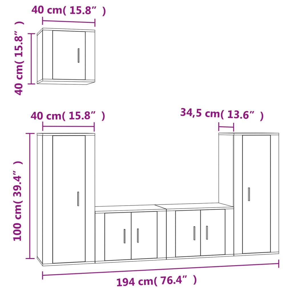 5-tlg. TV-Schrank-Set Weiß Holzwerkstoff