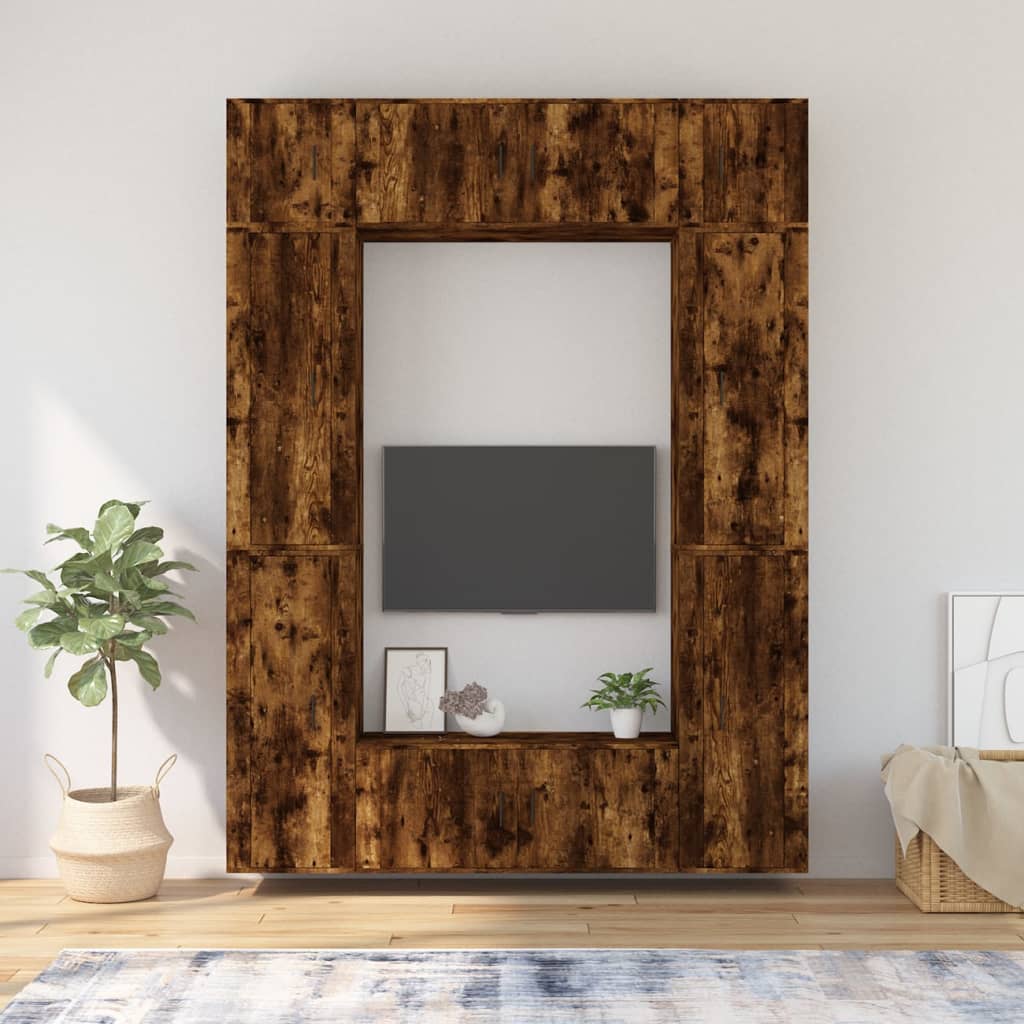 8-tlg. TV-Schrank-Set Räuchereiche Holzwerkstoff