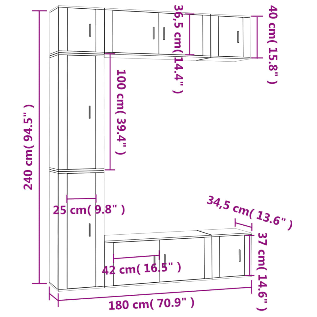 7-tlg. TV-Schrank-Set Weiß Holzwerkstoff