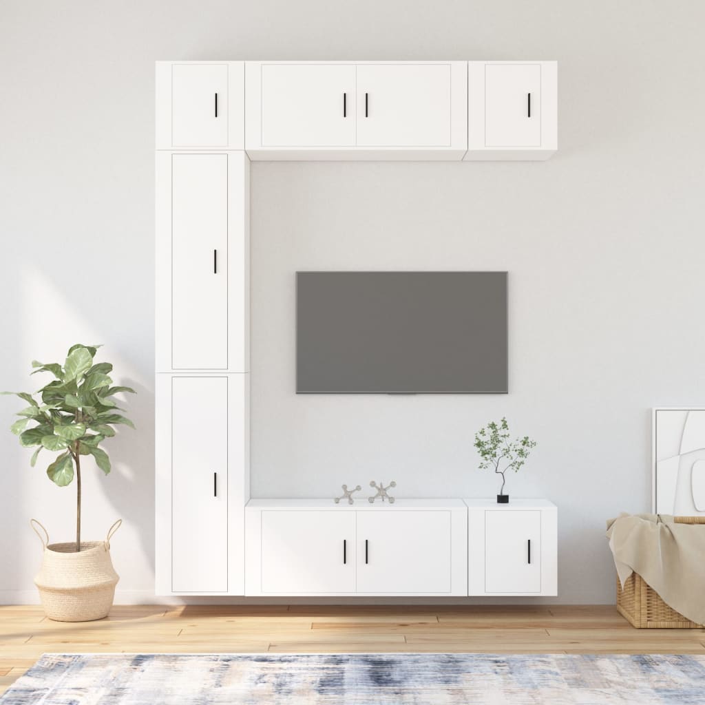7-tlg. TV-Schrank-Set Weiß Holzwerkstoff