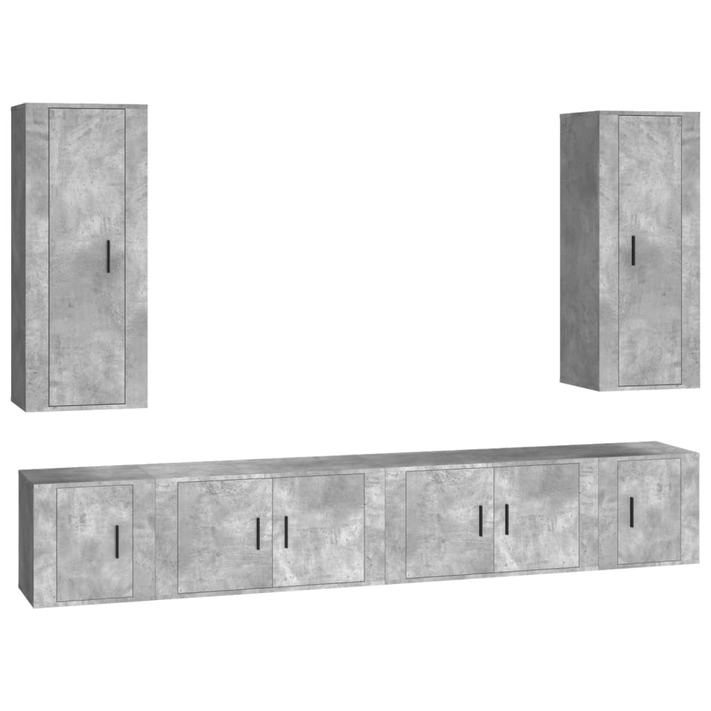 6-tlg. TV-Schrank-Set Betongrau Holzwerkstoff