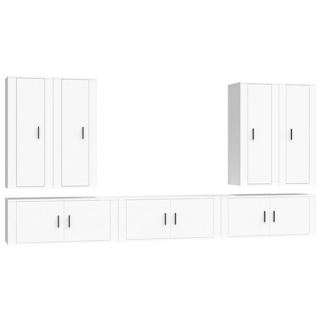 7-tlg. TV-Schrank-Set Weiß Holzwerkstoff