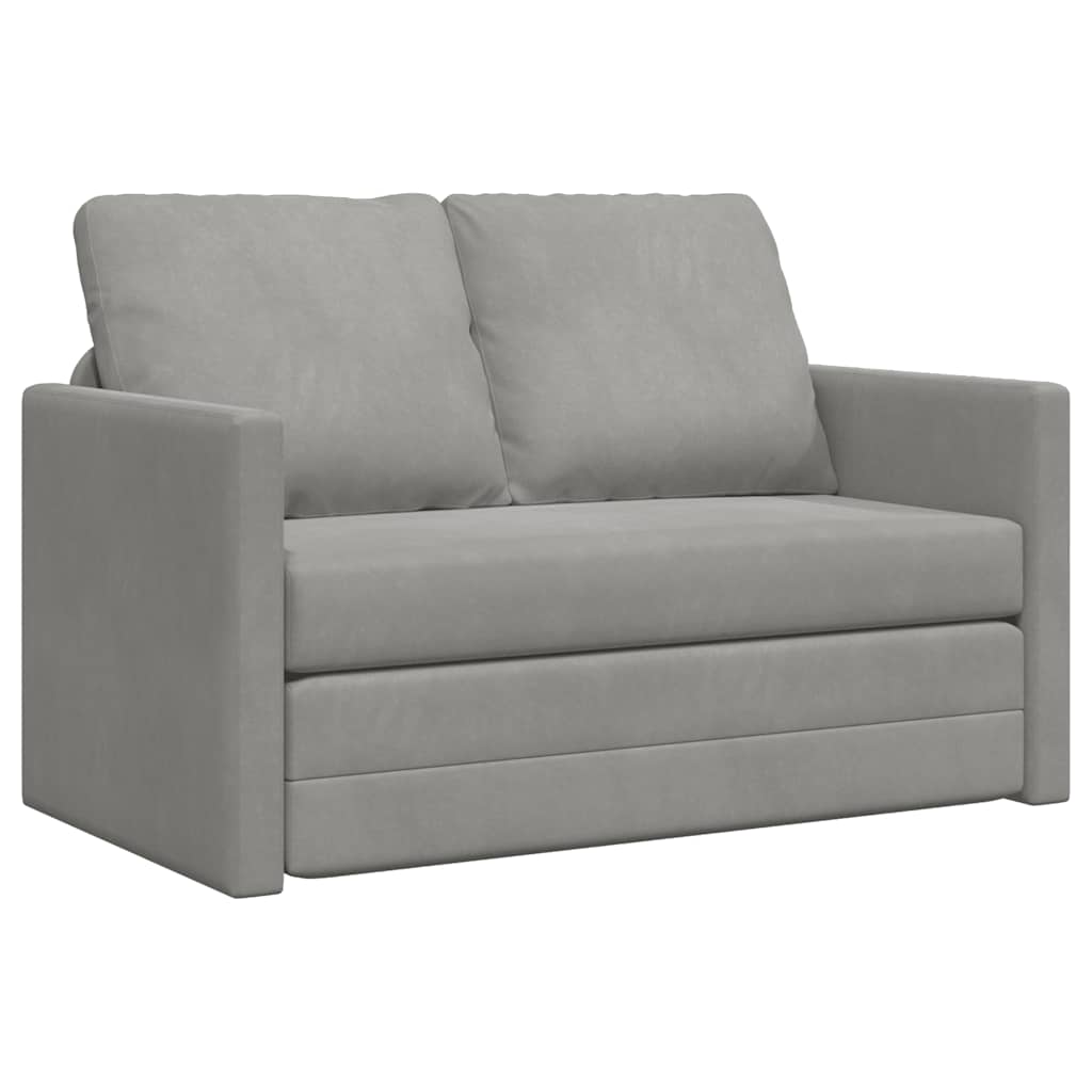 Bodensofa mit Schlaffunktion Hellgrau 122x204x55 cm Samt