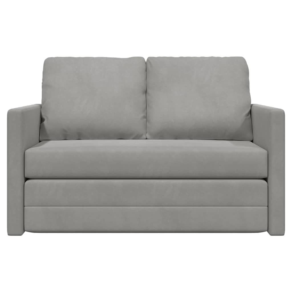 Bodensofa mit Schlaffunktion Hellgrau 122x204x55 cm Samt