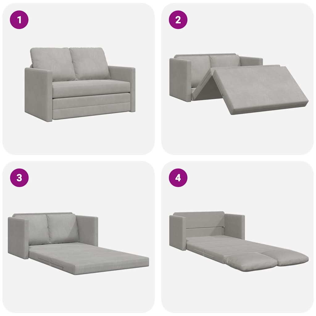 Bodensofa mit Schlaffunktion Hellgrau 122x204x55 cm Samt