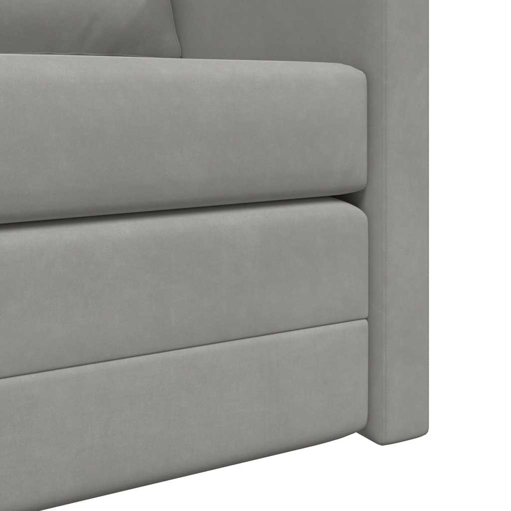 Bodensofa mit Schlaffunktion Hellgrau 122x204x55 cm Samt