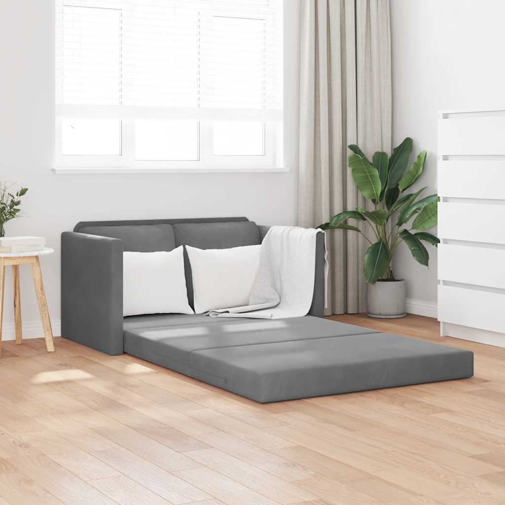 Bodensofa mit Schlaffunktion Dunkelgrau 122x204x55 cm Samt