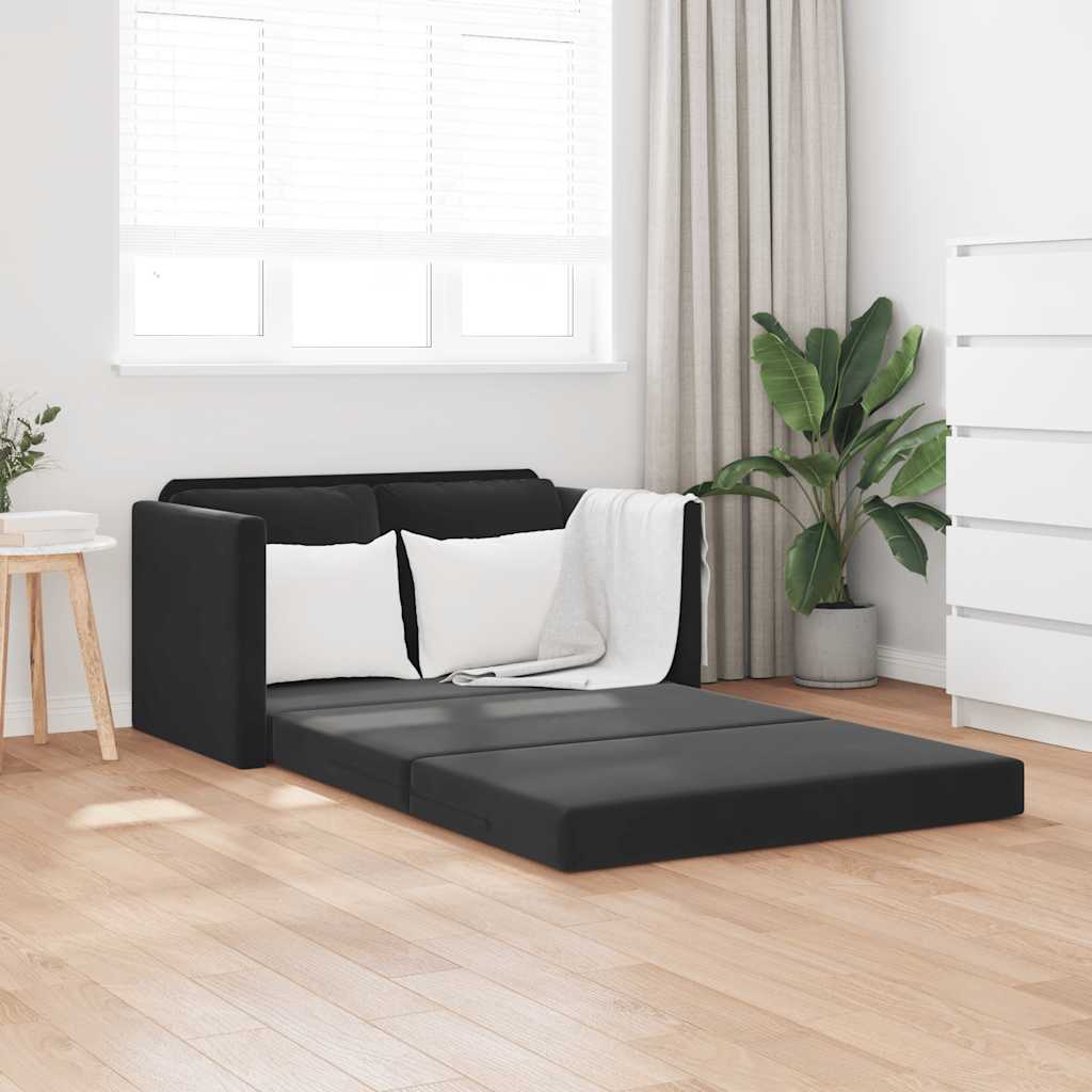 Bodensofa mit Schlaffunktion Schwarz 122x204x55 cm Samt