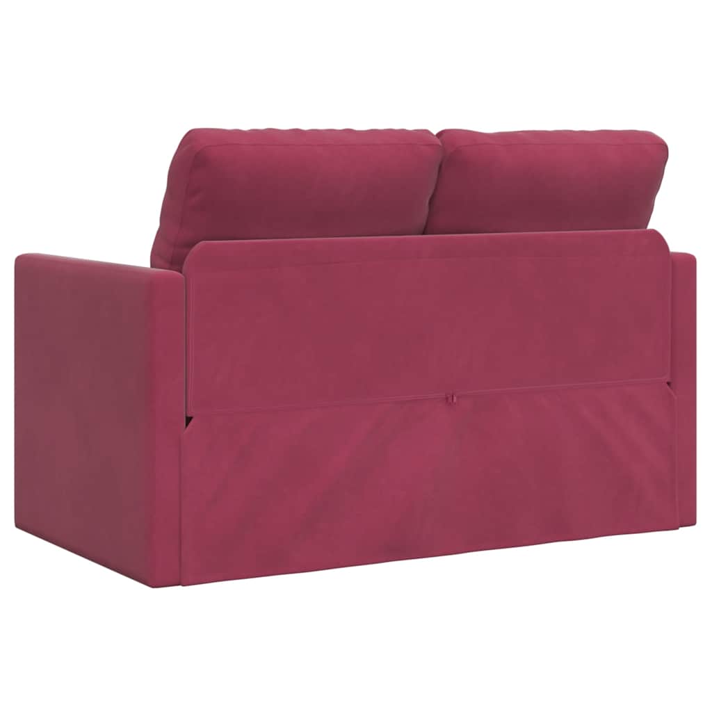 Bodensofa mit Schlaffunktion Weinrot 122x204x55 cm Samt