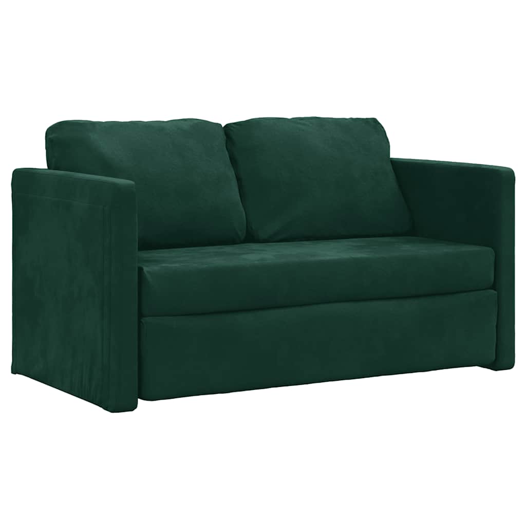 Bodensofa mit Schlaffunktion Dunkelgrün 122x204x55 cm Samt