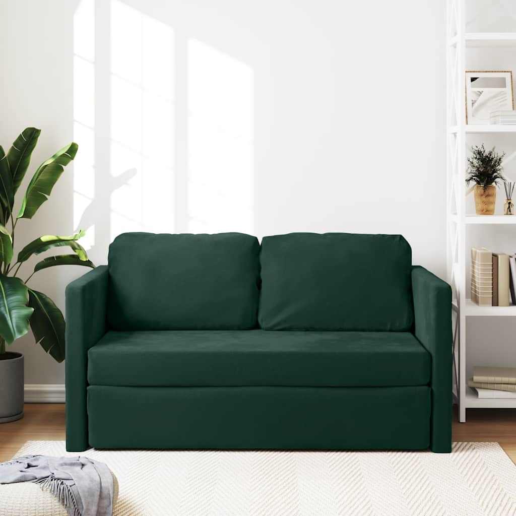 Bodensofa mit Schlaffunktion Dunkelgrün 122x204x55 cm Samt
