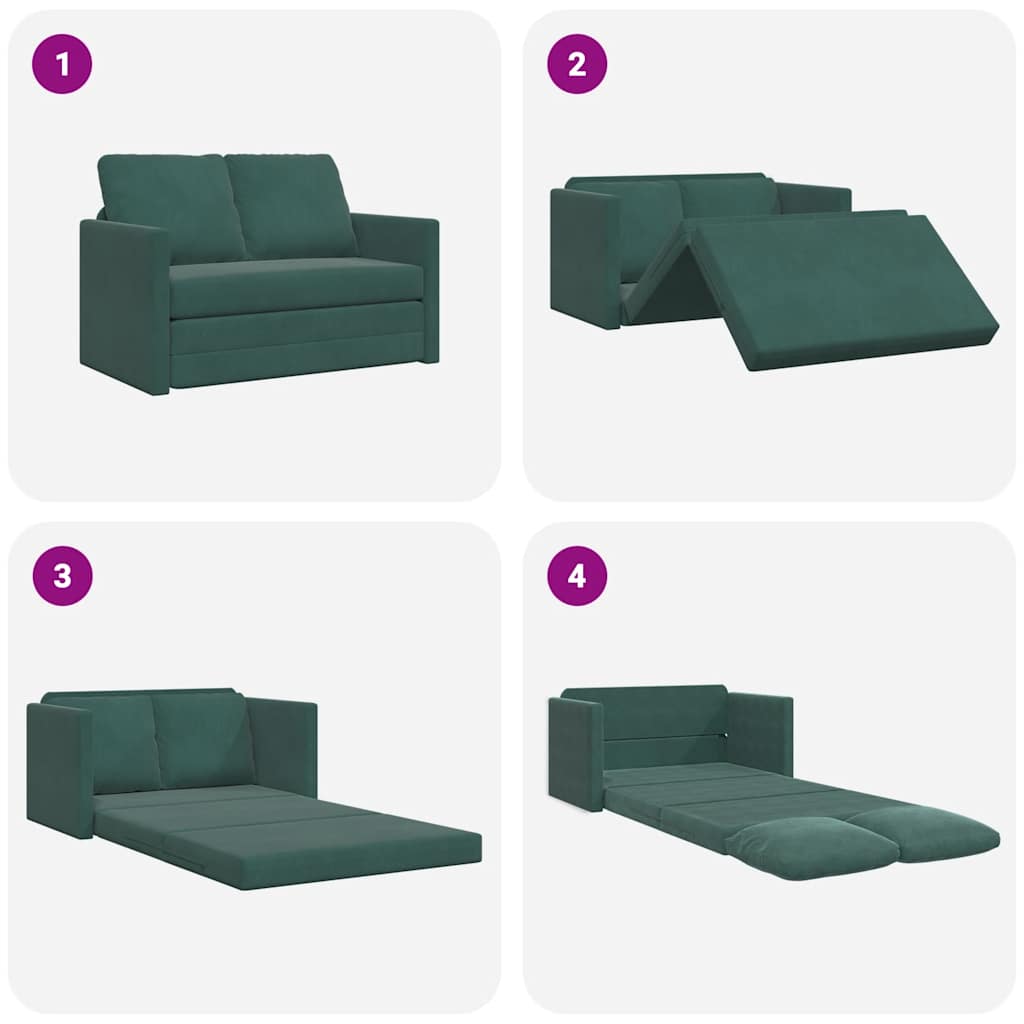 Bodensofa mit Schlaffunktion Dunkelgrün 122x204x55 cm Samt