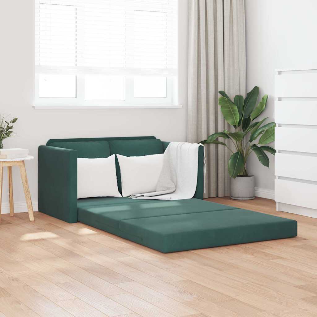 Bodensofa mit Schlaffunktion Dunkelgrün 122x204x55 cm Samt