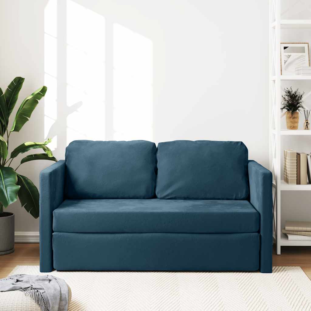 Bodensofa mit Schlaffunktion Blau 122x204x55 cm Samt