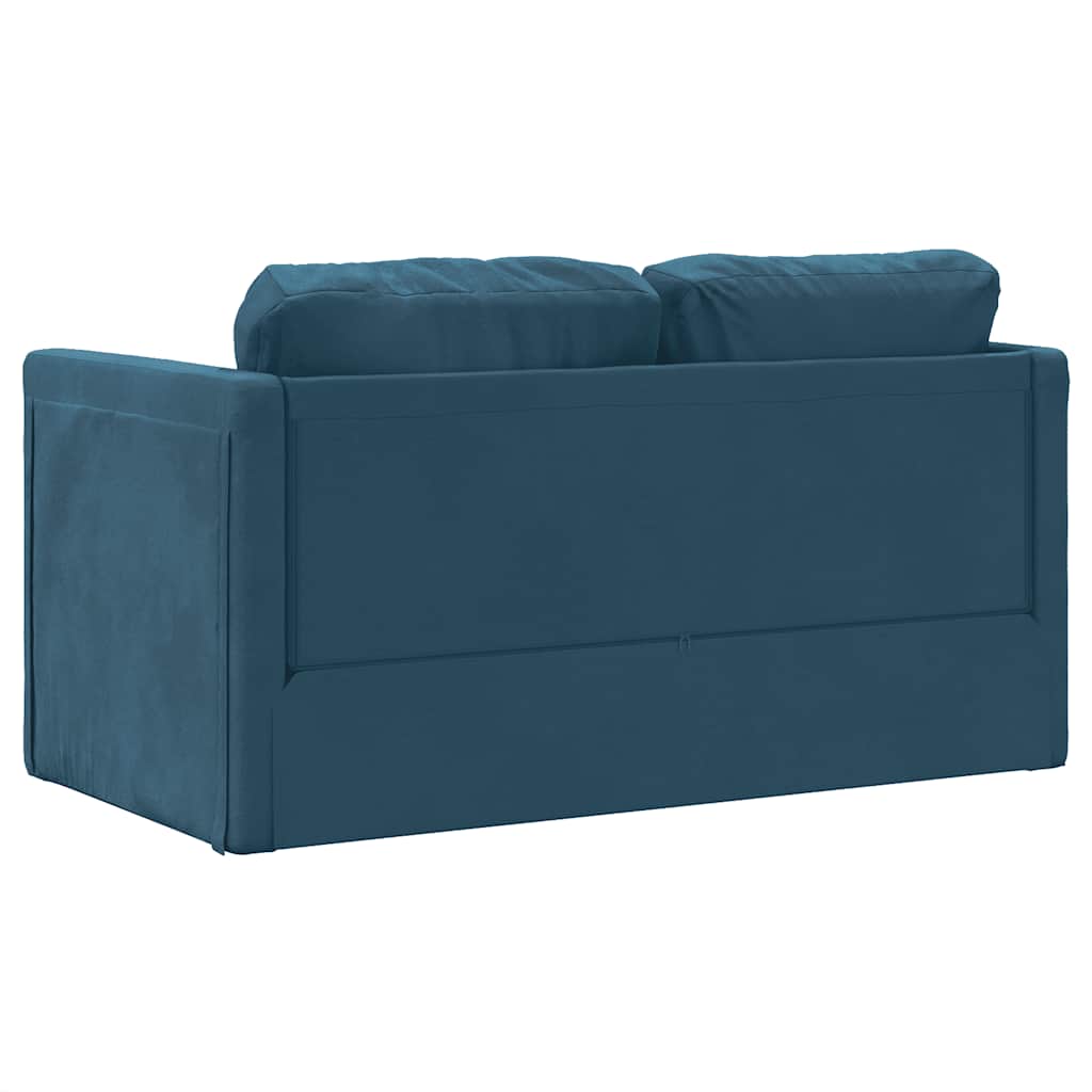 Bodensofa mit Schlaffunktion Blau 122x204x55 cm Samt