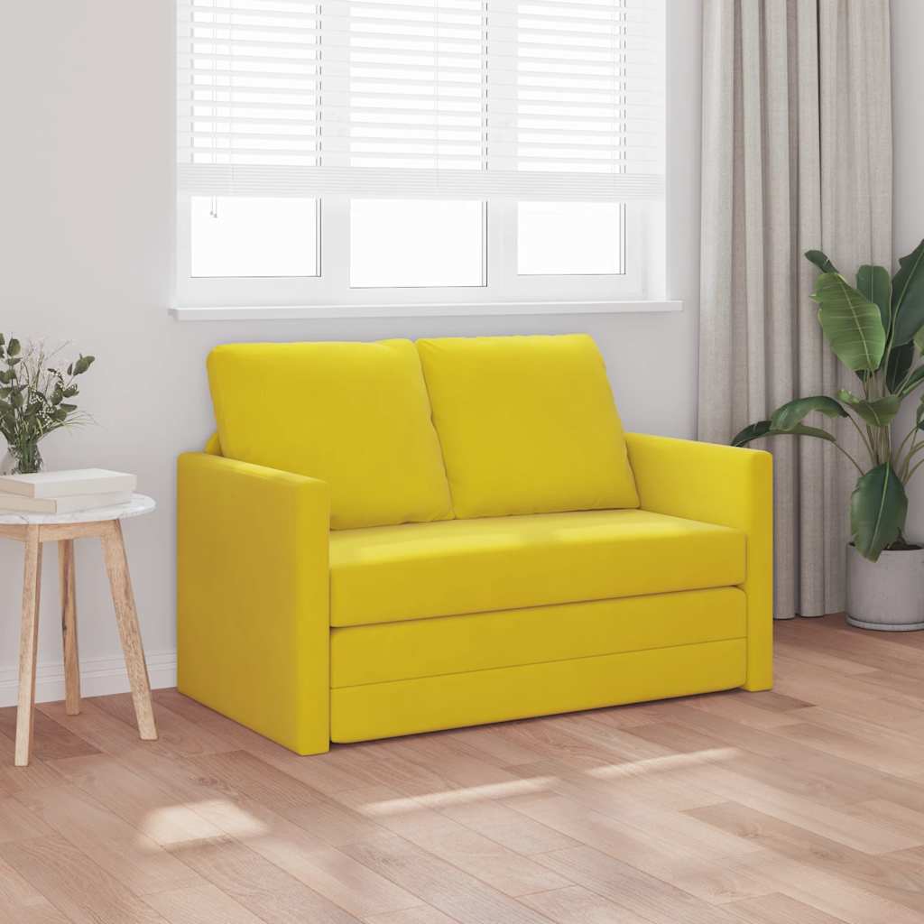 Bodensofa mit Schlaffunktion Dunkelgelb 122x204x55 cm Samt