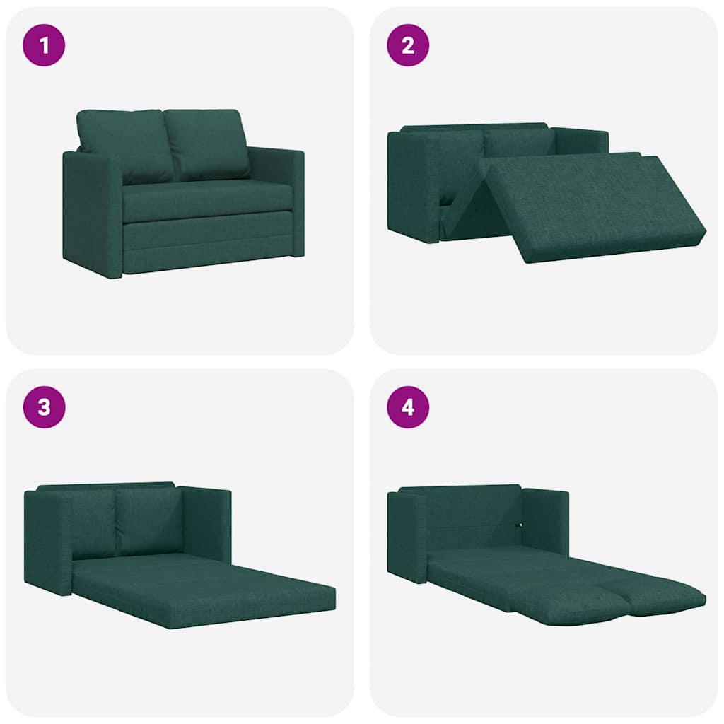 Bodensofa mit Schlaffunktion Dunkelgrün 112x174x55 cm Stoff