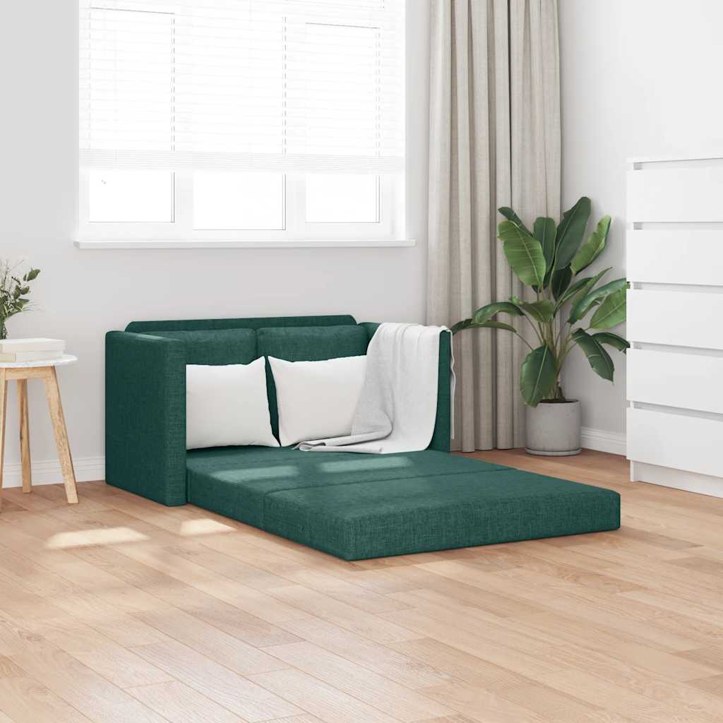Bodensofa mit Schlaffunktion Dunkelgrün 112x174x55 cm Stoff