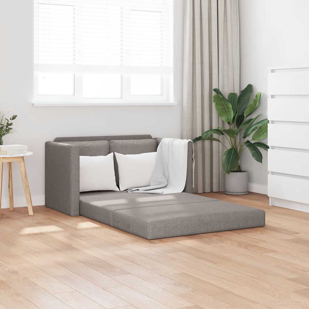 Bodensofa mit Schlaffunktion Taupe 112x174x55 cm Stoff