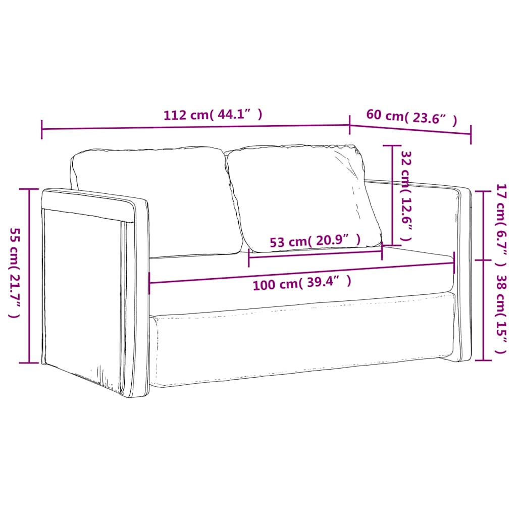 Bodensofa mit Schlaffunktion Creme 112x174x55 cm Stoff